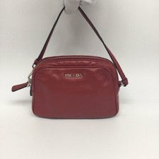 Usado, Autêntica PRADA Nova Bolsa de Mão de Couro Vermelha com Logotipo Prata comprar usado  Enviando para Brazil
