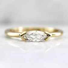Anel de noivado feminino de ouro amarelo 14k com diamante simulado corte marquesa 2 quilates comprar usado  Enviando para Brazil