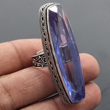 Joia anel estilo antigo de prata esterlina 925 com pedra preciosa facetada de ametista comprar usado  Enviando para Brazil