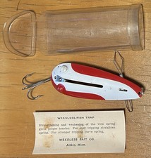 ARMADILHA DE PEIXE VINTAGE SEM ERVAS DANINHAS AITKIN MN ISCA CO ISCA BRANCA VERMELHA + CAIXA MECÂNICA comprar usado  Enviando para Brazil