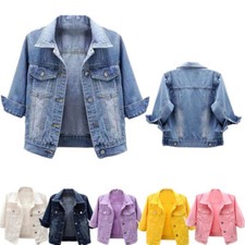 Jaqueta jeans feminina manga 3/4 jeans stretch casual casaco botão para baixo + bolsos superiores comprar usado  Enviando para Brazil