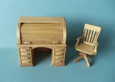 Vintage Casa de Bonecas Artesão JIM GANS Miniatura Roll Top DESK & Cadeira Giratória OOAK comprar usado  Enviando para Brazil