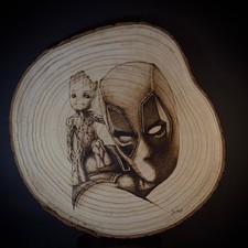 Pirografia legno deadpool usato  Monfalcone