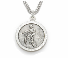COLAR E CORRENTE MEDALHA PRATA ESTERLINA MENINOS OFF ROAD BIKE ST CHRISTOPHER NAS COSTAS comprar usado  Enviando para Brazil