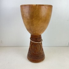 Tambor grande esculpido à mão de madeira Djembe *sem pele/cabeça* (L) S#550 comprar usado  Enviando para Brazil