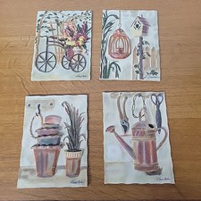 Conjunto de 4 cenas de jardim S Vassileva - ferramentas/flores arte em placa de parede suspensa 3D   comprar usado  Enviando para Brazil