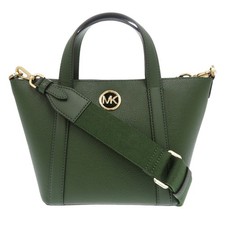 AUTÊNTICO Michael Kors MK logotipo 2 vias bolsa de mão couro verde 2243, usado comprar usado  Enviando para Brazil