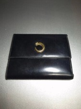 Carteira Panther de Cartier couro logotipo preto bi-fold porta-moedas autêntica comprar usado  Enviando para Brazil
