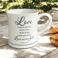 Caneca de café LOVE NEVER FAILS branca 12 oz xícara 1 Corinthians 13:7-8 usada comprar usado  Enviando para Brazil