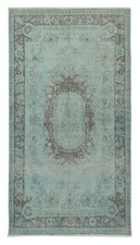Tapete pequeno turco tingido feito à mão cor azul 3,7x6,7 pés com design barroco comprar usado  Enviando para Brazil