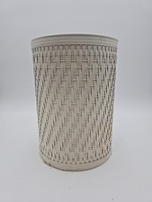 Cesto de lixo vintage branco vime rattan redondo pequeno chique gasto comprar usado  Enviando para Brazil