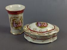 Conjunto enfeite recipiente de porcelana e copos arte vintage 1960, usado comprar usado  Enviando para Brazil