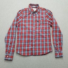 Camisa masculina Abercrombie & Fitch xadrez vermelha média bolso com botão manga longa comprar usado  Enviando para Brazil