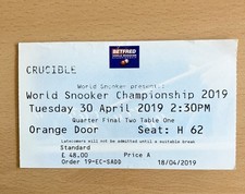 ESBOÇO DE INGRESSO DO CAMPEONATO MUNDIAL DE SINUCA 2019 CADINHO SHEFFIELD comprar usado  Enviando para Brazil
