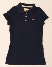 Camisa polo feminina HOLLISTER Reino Unido 12 média azul marinho algodão DP68 comprar usado  Enviando para Brazil