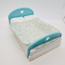 Cama de casal Fisher Price Loving Family Dream casa de bonecas azul branco floral pais comprar usado  Enviando para Brazil