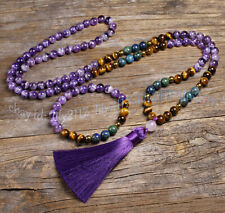 Pulseira colar mala contas de oração 108 miçangas olho de tigre ametista budismo tibetano 8 mm comprar usado  Enviando para Brazil