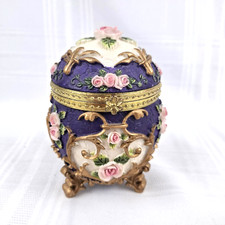 Caixa de bugigangas estilo ovo Faberge recipiente de resina caixa de joias com fecho rosas comprar usado  Enviando para Brazil