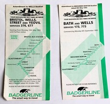 Badgerline bus timetable for sale  BRISTOL
