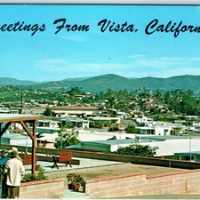 c1950s Vista, CA Downtown Birds Eye Tourists Trailer Park Camper Cali PC A232, usado comprar usado  Enviando para Brazil