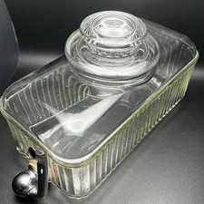 Dispensador de água vintage de vidro transparente com nervuras e bico giratório cromado para geladeira comprar usado  Enviando para Brazil