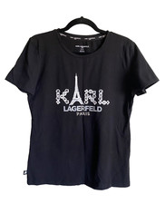Camiseta Karl Lagerfeld Paris Feminina S Preta Embelezada Torre Eiffel Gráfica comprar usado  Enviando para Brazil