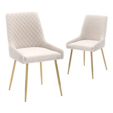 CANGLONG MEADOS DO SÉCULO VELUDO ESTOFADO PERNAS DE METAL PARA COZINHA, CONJUNTO DE 2 - BEGE comprar usado  Enviando para Brazil