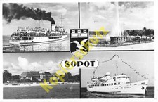 Sopot AK Sopot Pomorze Statek Parowiec Port Plaża Wieloobrazowe lata 50. na sprzedaż  Wysyłka do Poland