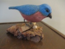 Estátua esculpida à mão madeira pássaro azul madeira olhos de vidro pintada à mão figura pássaro canor, usado comprar usado  Enviando para Brazil