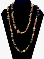 Antigo Colar de Contas Comerciais Africano Veneziano Vidro Madeira Cerâmica Preta Metal 36" de Comprimento comprar usado  Enviando para Brazil