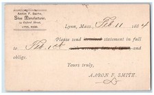 Cartão postal 1884 Aaron F. Smith fabricante de sapatos Lynn Massachusetts MA comprar usado  Enviando para Brazil