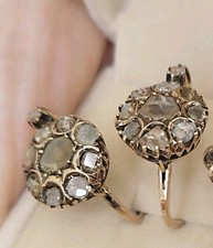 Brincos antigos de diamante cluster de diamante. Dormentes de diamante. Diamantes de corte rosa, usado comprar usado  Enviando para Brazil