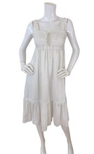 Vestido vintage anos 70 Rags by Kressandra branco algodão com cadarço crochê pradaria boho comprar usado  Enviando para Brazil