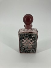 Frasco de perfume vintage de vidro vazio roxo ametista com acento de metal rosa comprar usado  Enviando para Brazil