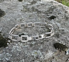 Pulseira texturizada de prata esterlina 925 modernista italiana retangular elo aberto comprar usado  Enviando para Brazil