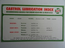 Castrol lubrication index for sale  EASTBOURNE