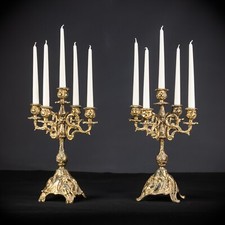 Par de candelabros | Dois castiçais de bronze meados dos anos 1900 | Vintage barroco | 16,1"_, usado comprar usado  Enviando para Brazil