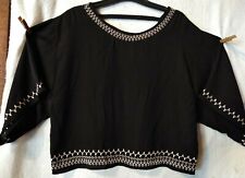 Monteau Los Angeles Feminino M Preto Semitransparente Crop Top Bordado Marfim Novo sem etiquetas comprar usado  Enviando para Brazil