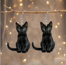 Cat earrings black for sale  Sulphur Springs