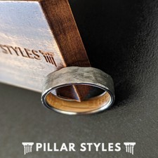 Anel de barril de uísque prata 6 mm aliança de casamento masculino anel de madeira uísque anel martelado comprar usado  Enviando para Brazil