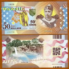 Stany USA, Hawaje 50 USD, polimer, ND (2021) liliuokalani, Rainbow Falls, używany na sprzedaż  Wysyłka do Poland
