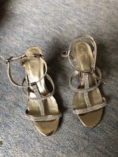 Gold evening sandals for sale  REDHILL