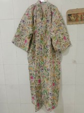 Feito À Mão Indiano De Algodão Acolchoado Kantha quimono cardigã Mulheres Jaqueta Longa Vestido comprar usado  Enviando para Brazil
