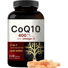 Q-10 400mg frasco grande de potência super alta 60 cápsulas CoQ-10 Coenzima comprar usado  Enviando para Brazil