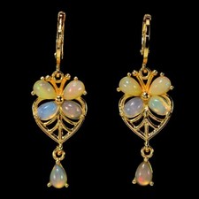 Usado, BRINCO PENDENTE NATURAL AAA ARCO-ÍRIS OPALA PERA CABOCHÃO BRONZE BANHADO A OURO AMARELO comprar usado  Enviando para Brazil