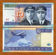 Usado, Lituânia, 10 Litu, 2007, P-68, UNC Aviators, Pré-Euro comprar usado  Enviando para Brazil