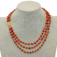 Colar de contas 3 fileiras 5-10mm coral vermelho natural pedras preciosas da liberdade irregulares 17-19"" comprar usado  Enviando para Brazil