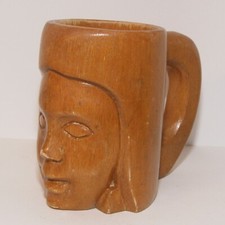 Caneca/copo decorativo vintage esculpido em madeira para rosto comprar usado  Enviando para Brazil