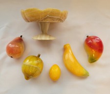 Tigela de pedestal vintage pequena de alabastro pedra mármore frutas e alabastro dourado comprar usado  Enviando para Brazil