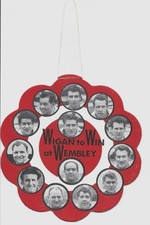 WIGAN RUGBY LEAGUE CUP FINAL ButtonHole Card Rosette anos 1940 ou 1950? comprar usado  Enviando para Brazil